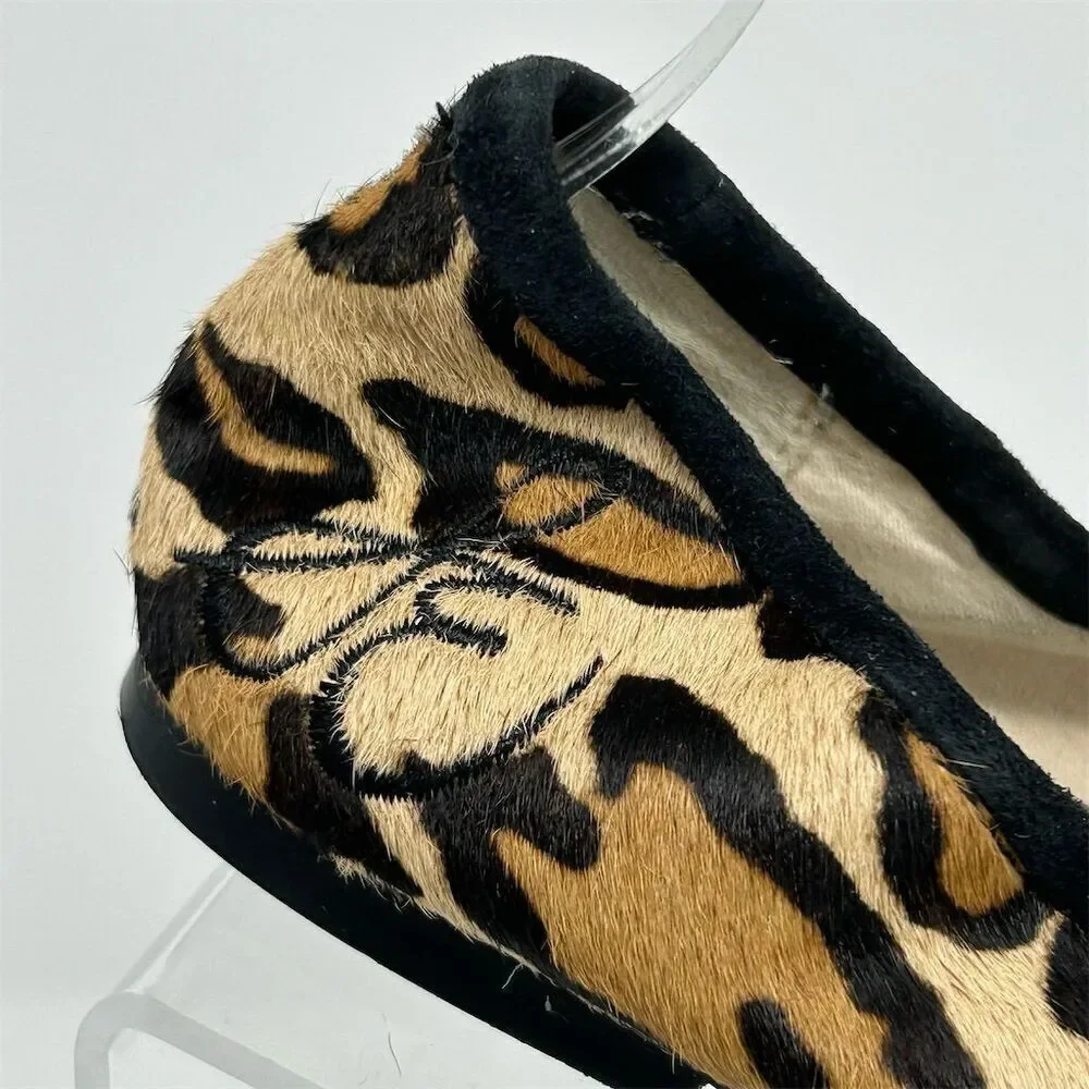Sam Edelman Women's Leopard Print Leather Ballet Flats Size 6.5 Chic Casual